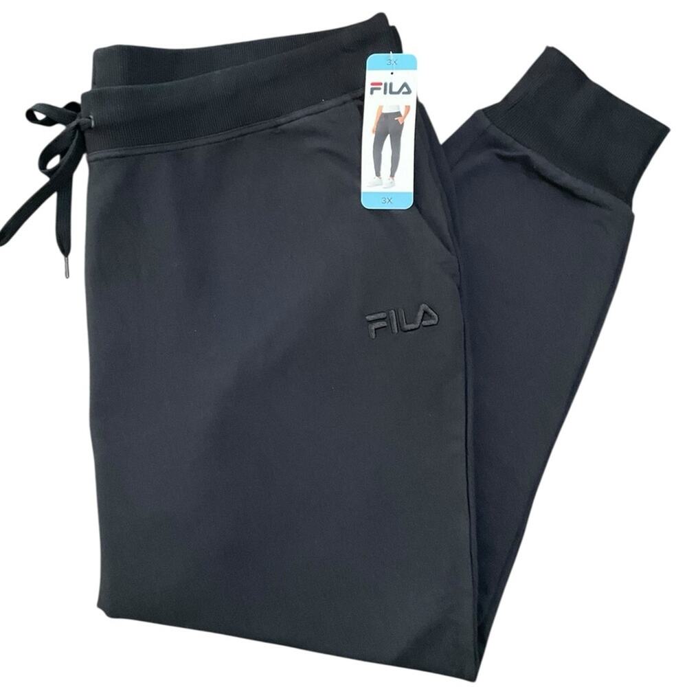 FILA Women’s Jogger Pants French Terry Black Size 3X NWT